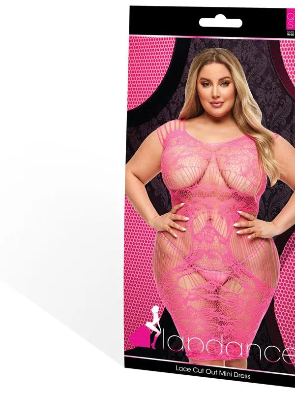 Lapdance Lingerie Vibrators Lace Cut Out Mini Dress Hot Pink Q ENV Lapdance Lingerie Vibrators Lace Cut Out Mini Dress Hot Pink Q ENV