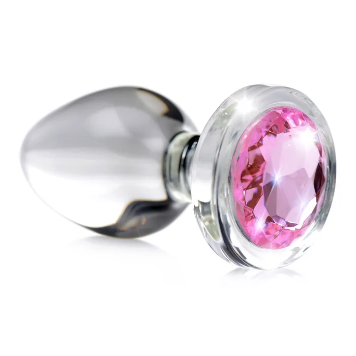 Pink Gem Glass Anal Plug Medium XR Brands Male Sex Toys
