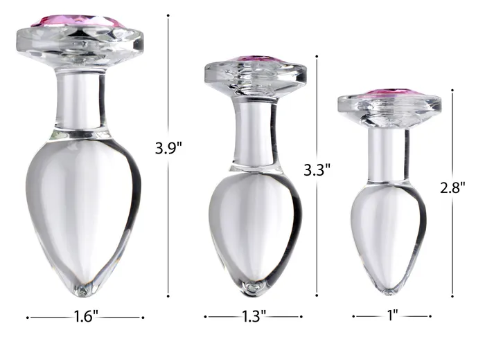 Pink Gem Glass Anal Plug Medium XR Brands Male Sex Toys