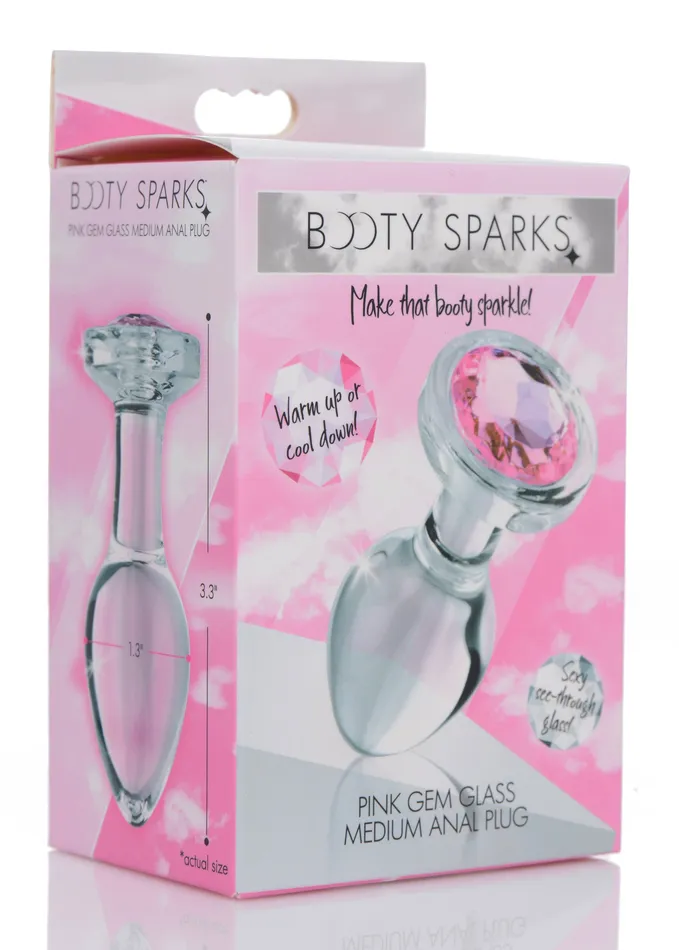 Pink Gem Glass Anal Plug Medium XR Brands Male Sex Toys