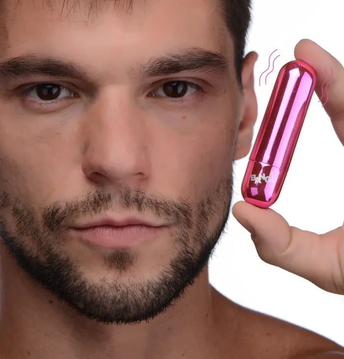 XR Brands 10X Rechargeable Vibrating Metallic Bullet Pink Vibrators