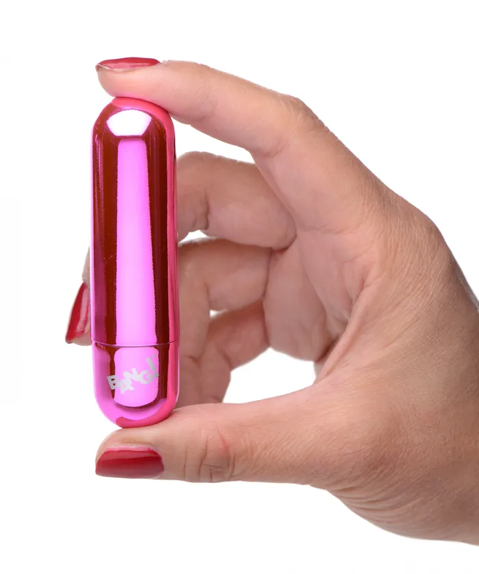 XR Brands 10X Rechargeable Vibrating Metallic Bullet Pink Vibrators