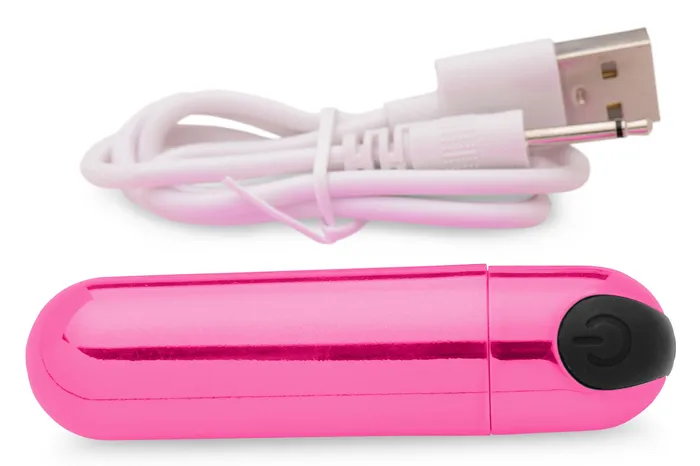 XR Brands 10X Rechargeable Vibrating Metallic Bullet Pink Vibrators