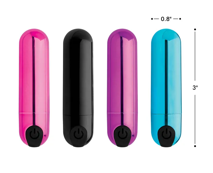 XR Brands 10X Rechargeable Vibrating Metallic Bullet Pink Vibrators