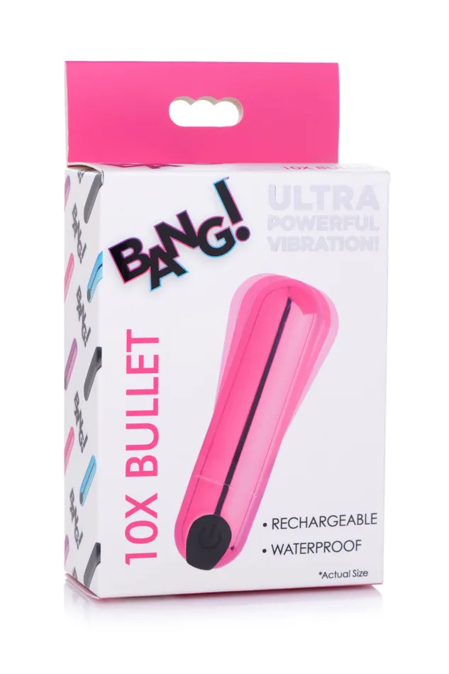 XR Brands 10X Rechargeable Vibrating Metallic Bullet Pink Vibrators