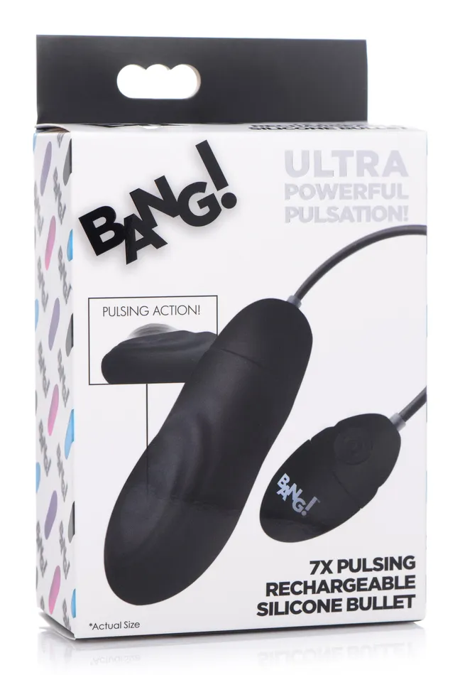 XR Brands Female Sex Toys 7X Pulsing Rechargeable Silicone Vibrator Black